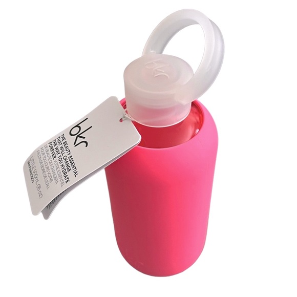 NEW BKR 16 oz. Glass & Silicone Water Bottle in Bright Watermelon Pink - Picture 4 of 8